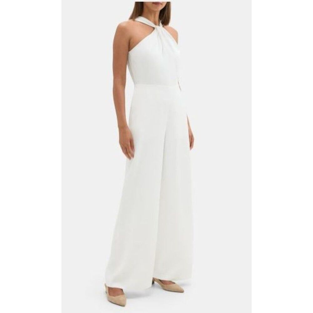 Theory Women's White Twisted Jumpsuit in Viscose Sz 00 NWT 398 IRRG